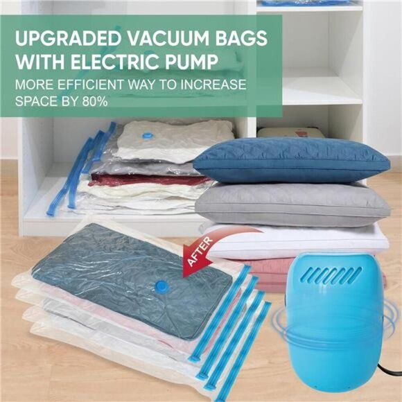 Vacuum Storage Bags with Electric Pump Space Saver for Clothes Blankets Bedding - Picture 2 of 8